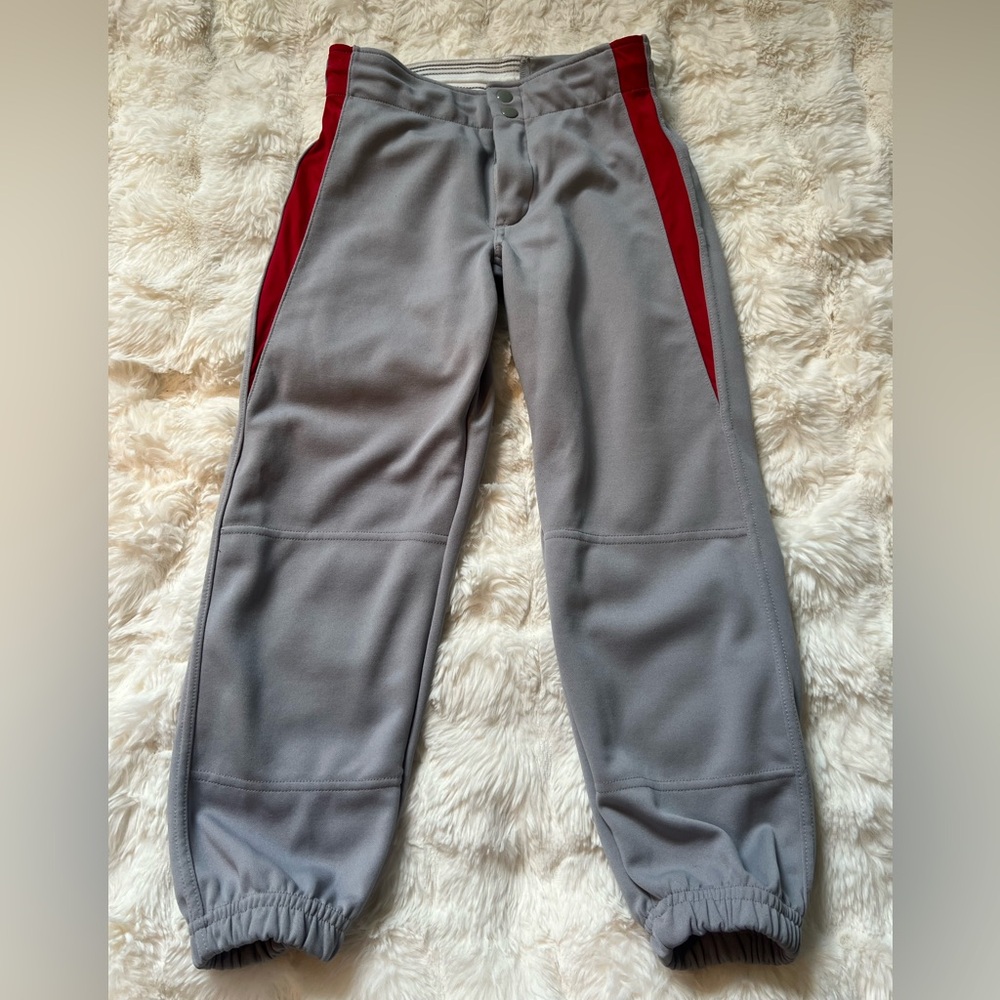 Holloway Gray and Red Track baseball/softball Pants with Elastic Waistband Sz XS